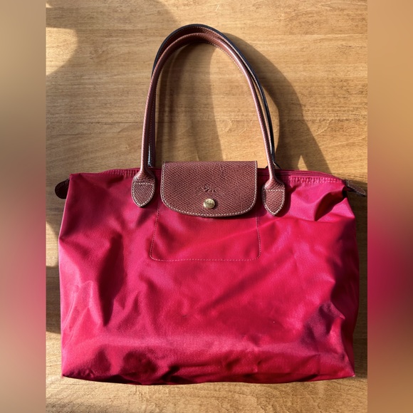 Longchamp Handbags - Longchamp Medium Pliage Shoulder Tote in Deep Red.